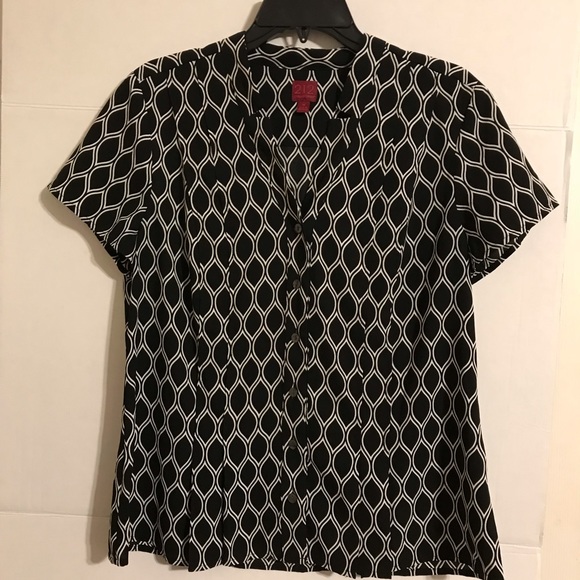 212 Collection Blouse M Black White Career Top - Picture 2 of 5